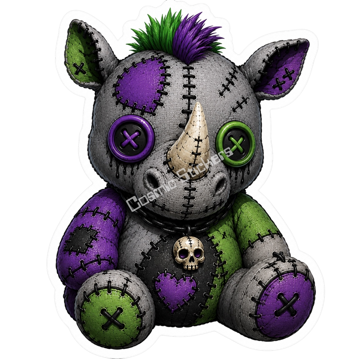 Adorable & Disturbed - Animal Collection - Rhino premium die-cut vinyl sticker by Cosmic Stickers