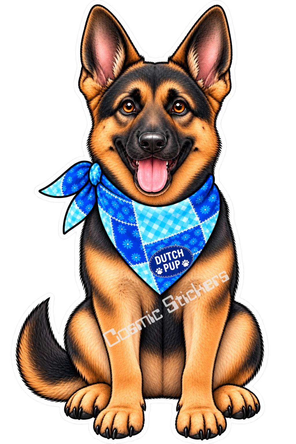 Fan-Made Dutch Pups! - German Shepherd w/ Blue Bandana Vinyl Sticker