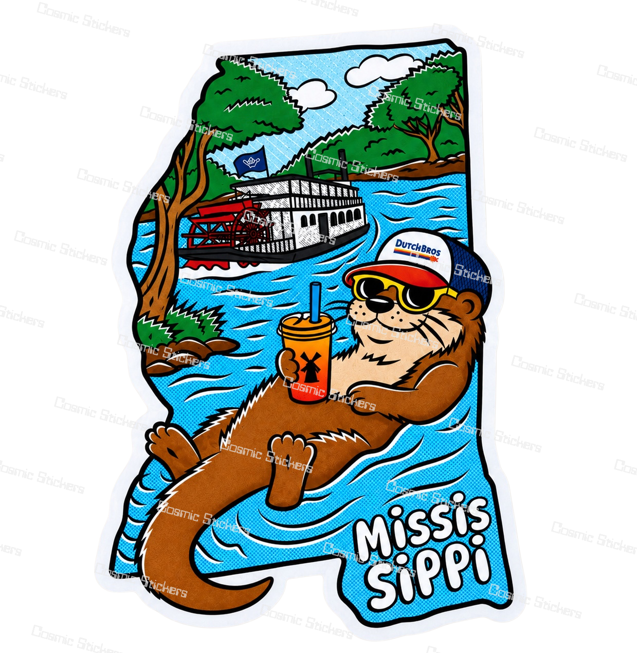 Fan-made Mississippi River Otter Dutch Bros inspired vinyl sticker