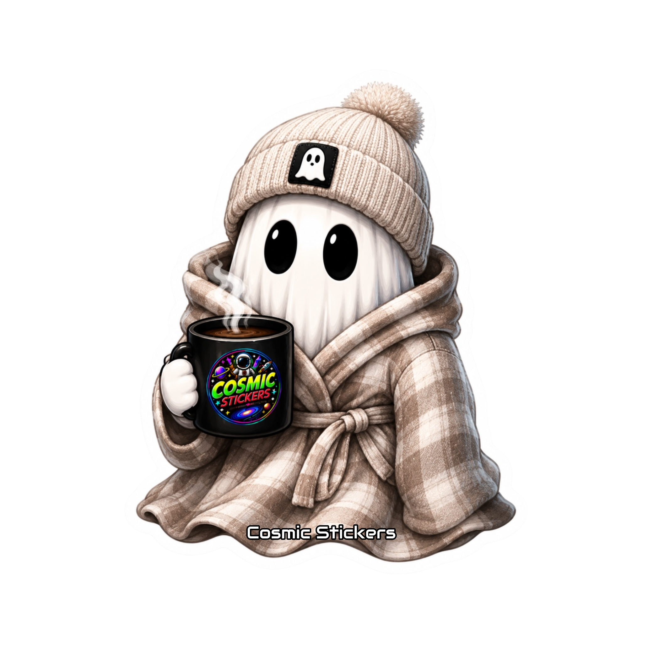 Cosmic Coffee Ghosts •Cozy Boo• premium die-cut vinyl sticker by Cosmic Stickers