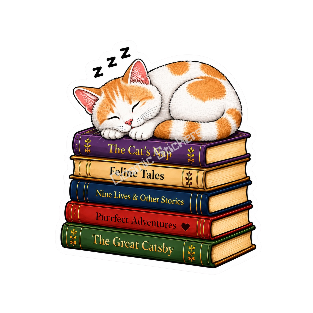 The Cat Nap Collection - Orange-and-White Cat premium die-cut vinyl sticker by Cosmic Stickers
