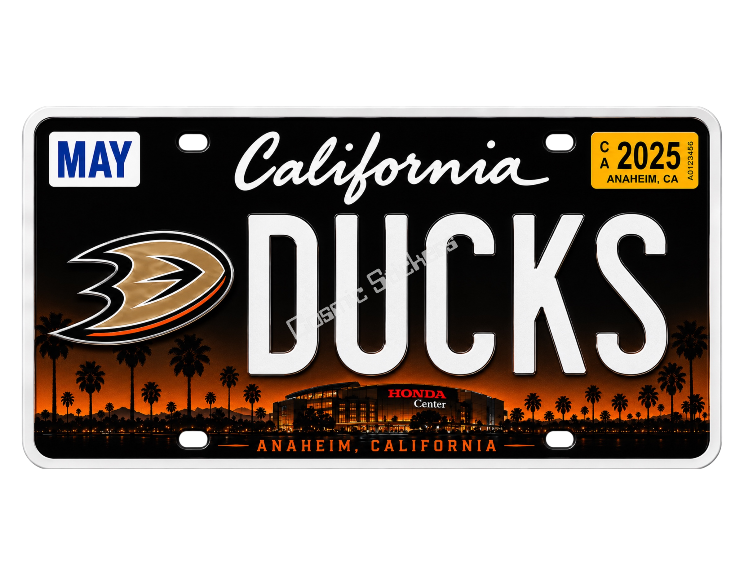 Sports Team License Plate Frame Sticker - Ducks premium die-cut vinyl sticker by Cosmic Stickers