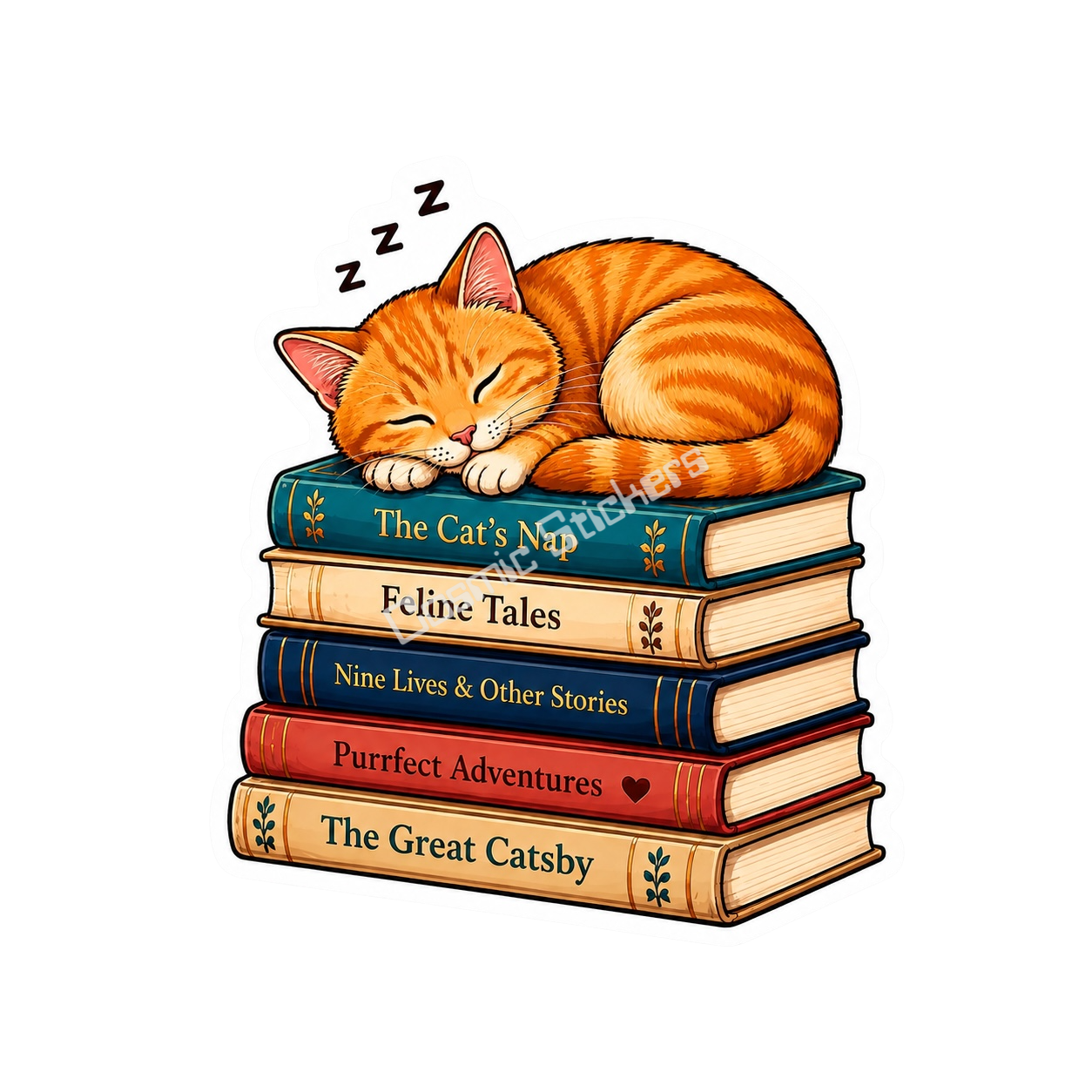 The Cat Nap Collection - Orange Tabby premium die-cut vinyl sticker by Cosmic Stickers