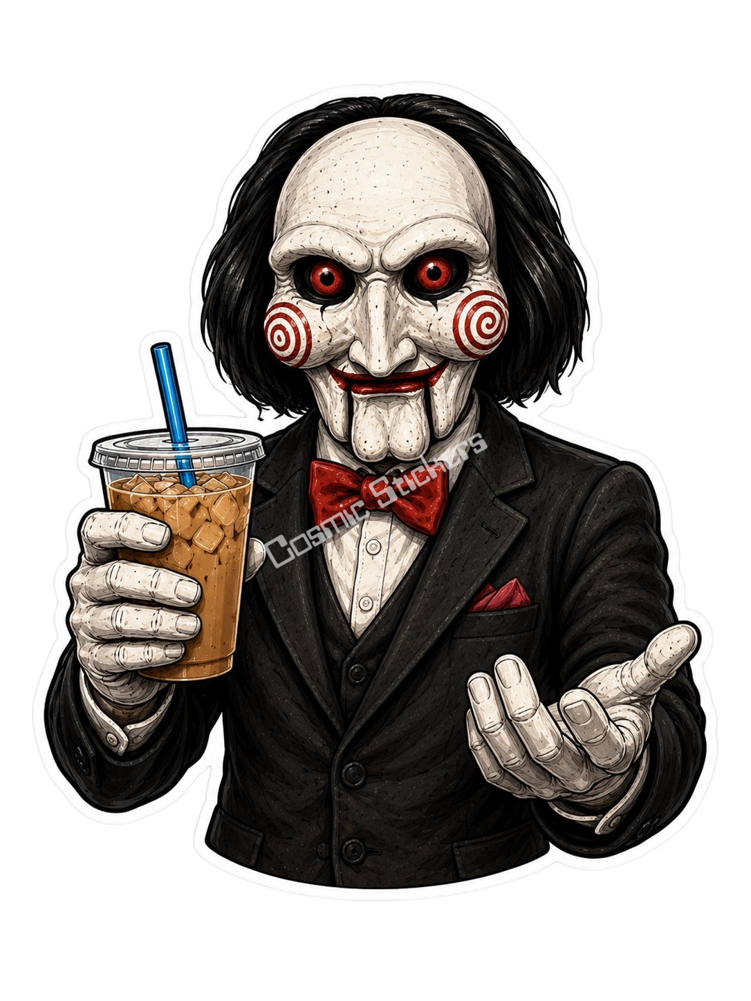 Caffeinated Nightmares - Jigsaw premium die-cut vinyl sticker by Cosmic Stickers