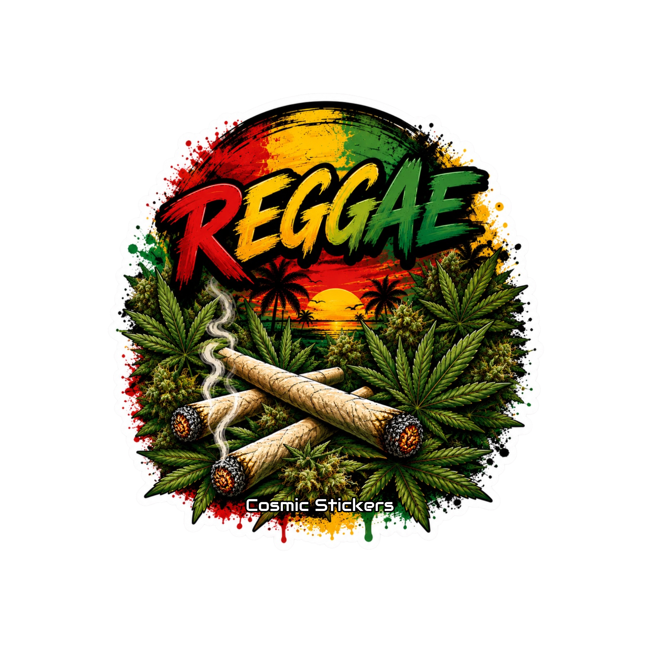 Cosmic 420 •Reggae Smoke• premium die-cut vinyl sticker by Cosmic Stickers