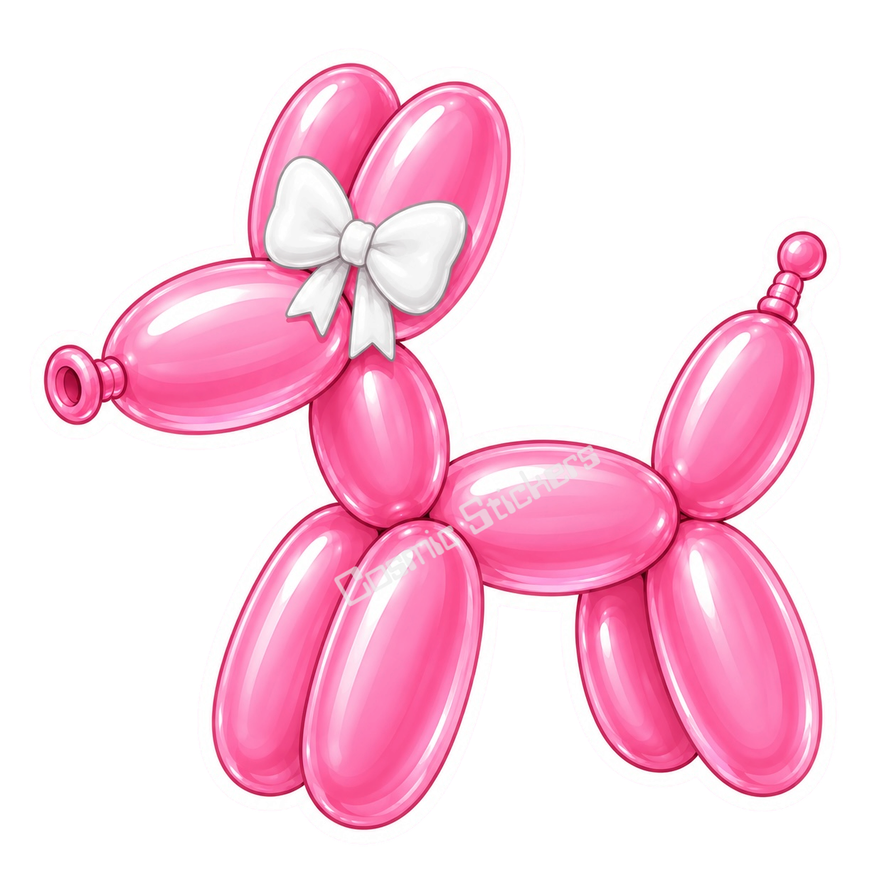 Balloon Animal Stickers -  Light Pink w/ White Bow