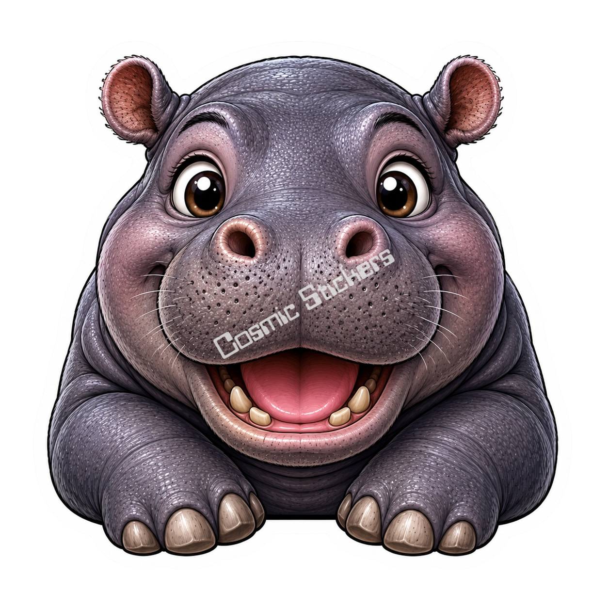 Peekaboo Pals - Hippo premium die-cut vinyl sticker by Cosmic Stickers