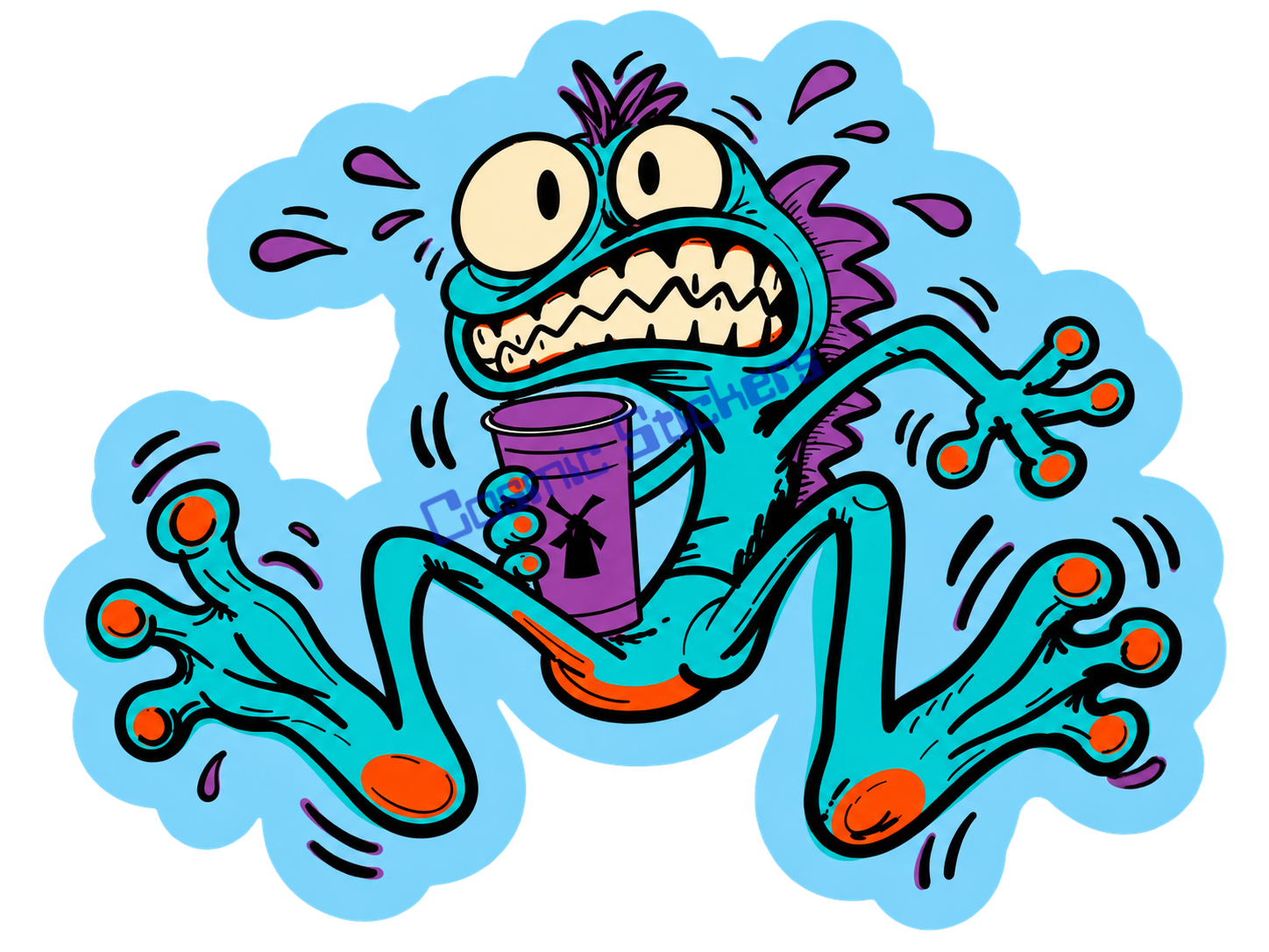 Fan-Made Dutch Bros Wild Rebel Frog Sticker