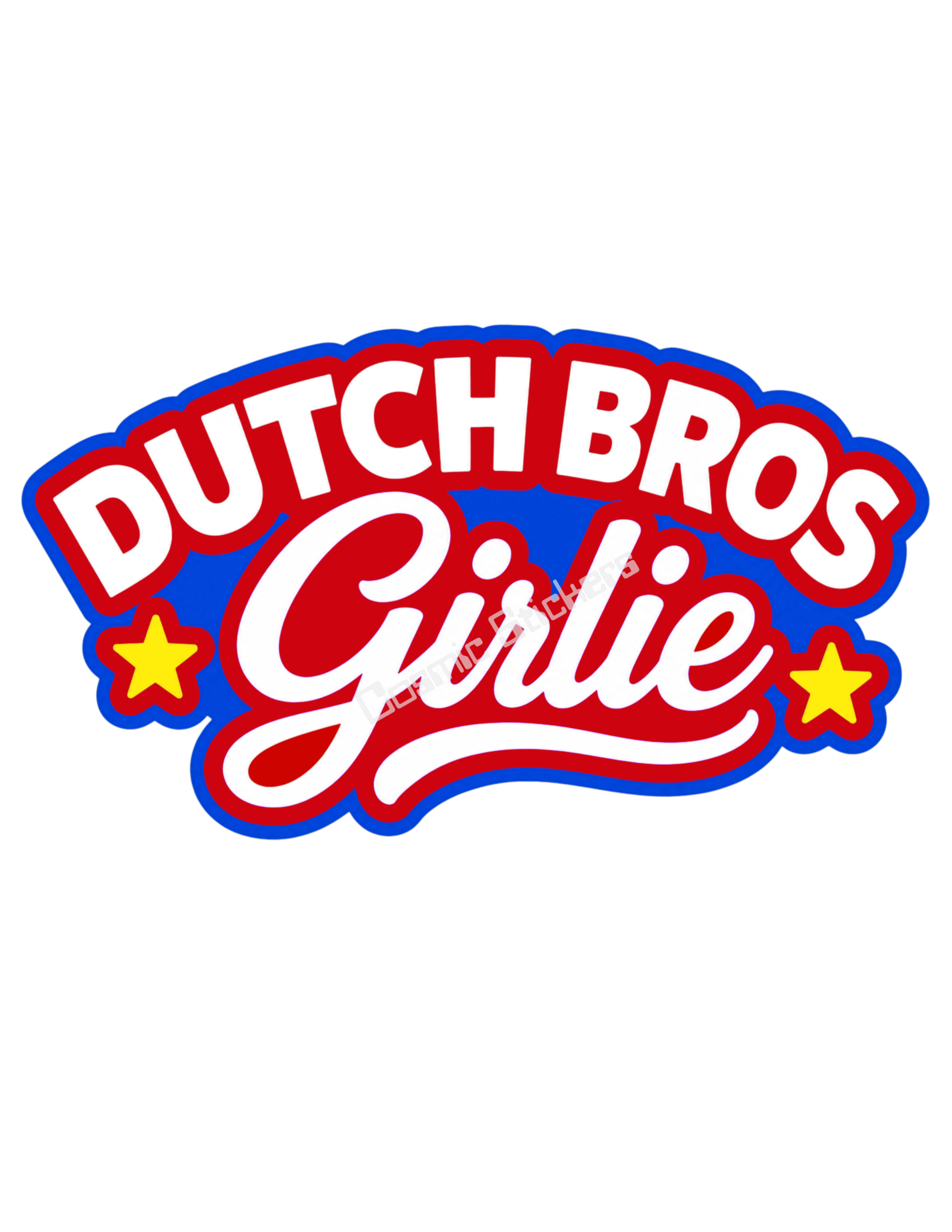 Dutch Bros Girlie - Red - White - Blue - Yellow Stars