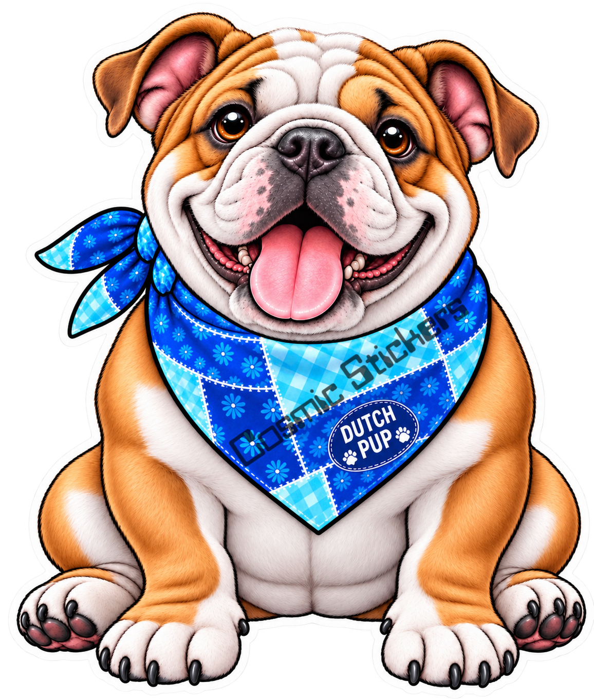 Fan-Made Dutch Pups! - Bulldog w/ Blue Bandana Vinyl Sticker
