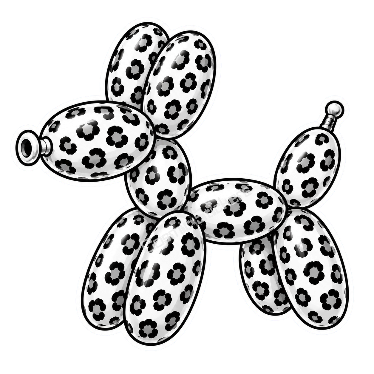Balloon Animal Stickers -  Black Leopard Print