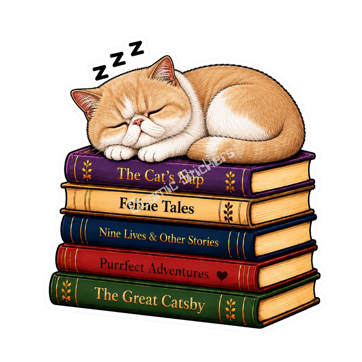 The Cat Nap Collection - Cream Exotic Shorthair premium die-cut vinyl sticker by Cosmic Stickers
