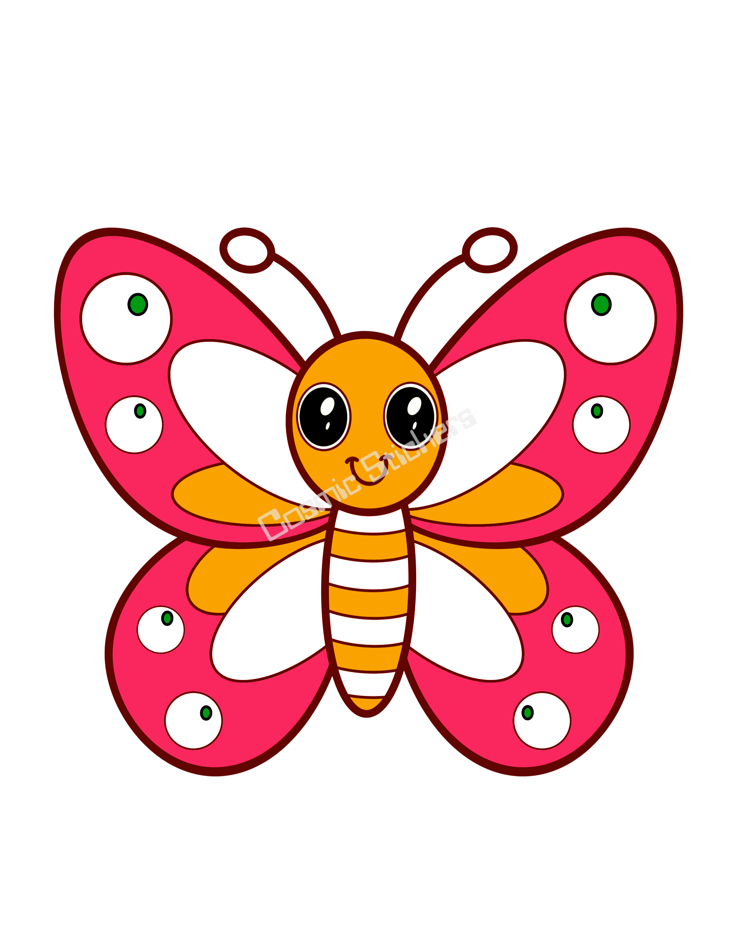 Cosmic Stickers- Butterfly- Pink/Yellow