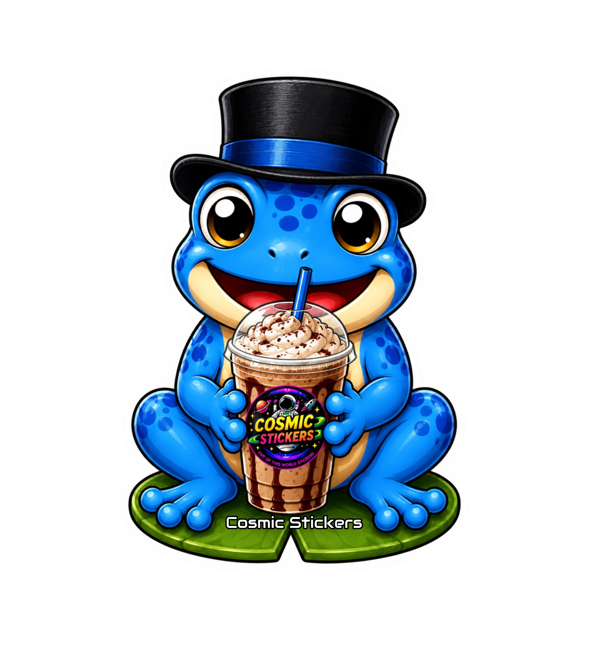 Cosmic Stickers • Cosmic Coffee Frogs • Sir Bluebrew premium die-cut vinyl sticker by Cosmic Stickers