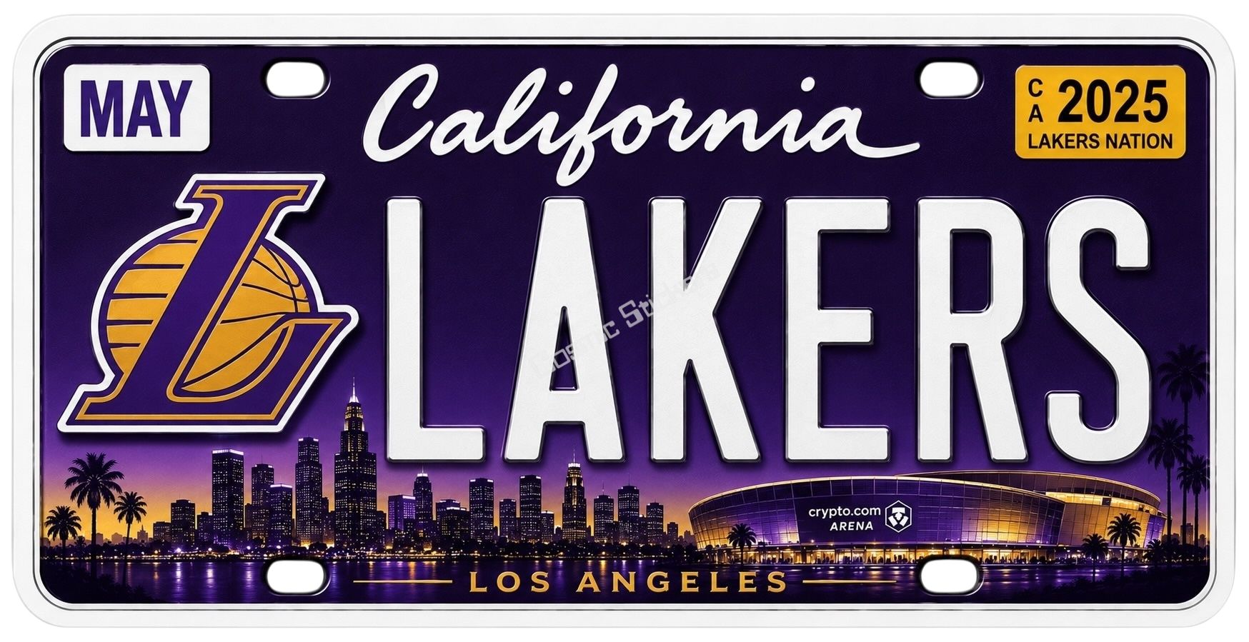 Sports Team License Plate Frame Sticker - Lakers premium die-cut vinyl sticker by Cosmic Stickers