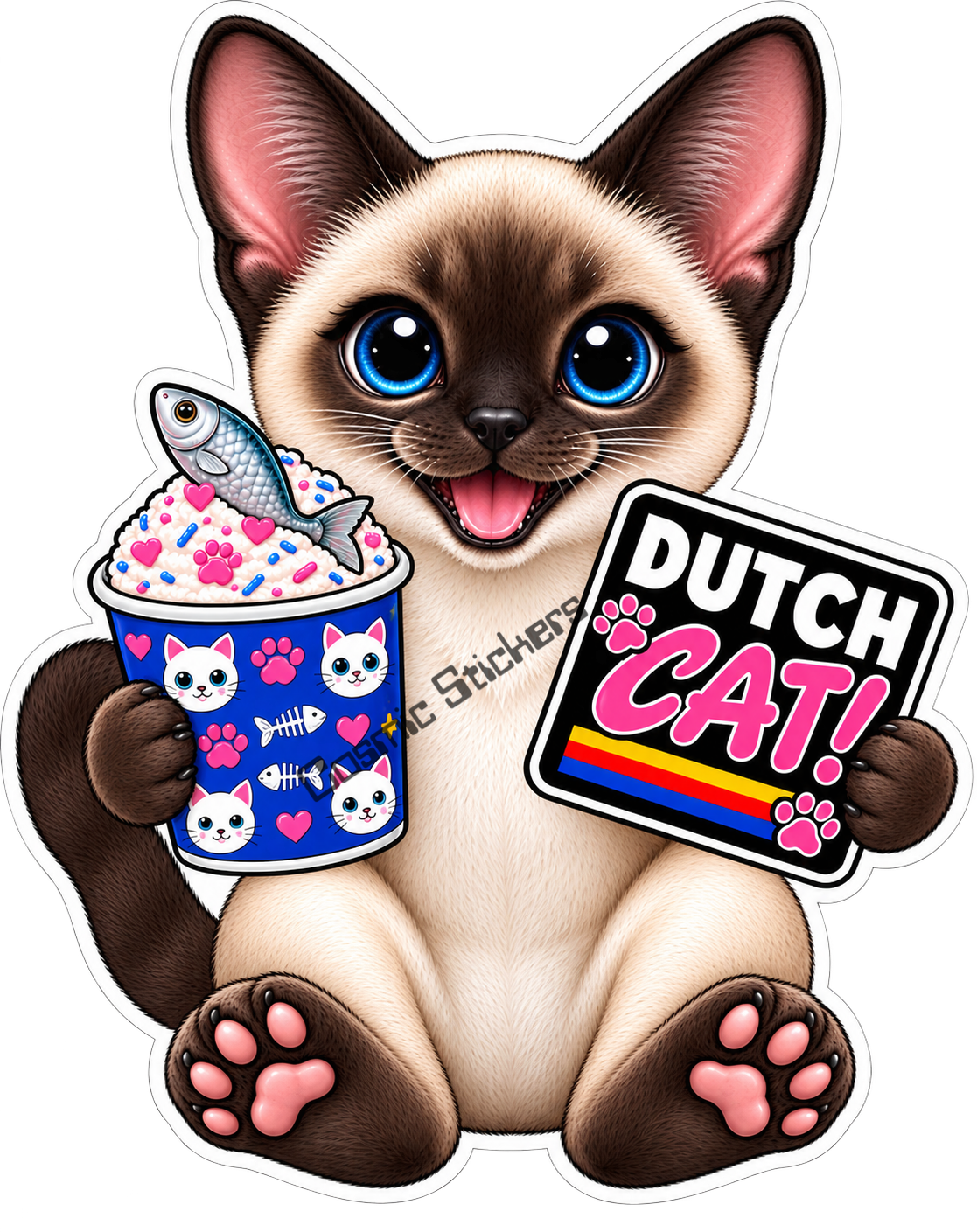 Fan-made Dutch Cat Siamese cat vinyl sticker by Cosmic Stickers