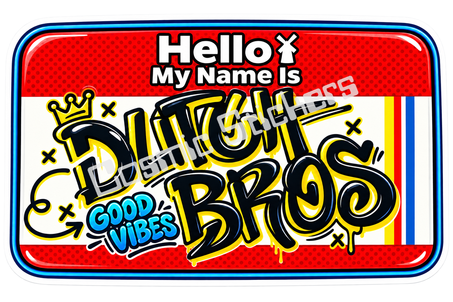 Fan-Made Dutch Bros Hello My Name Is Sticker