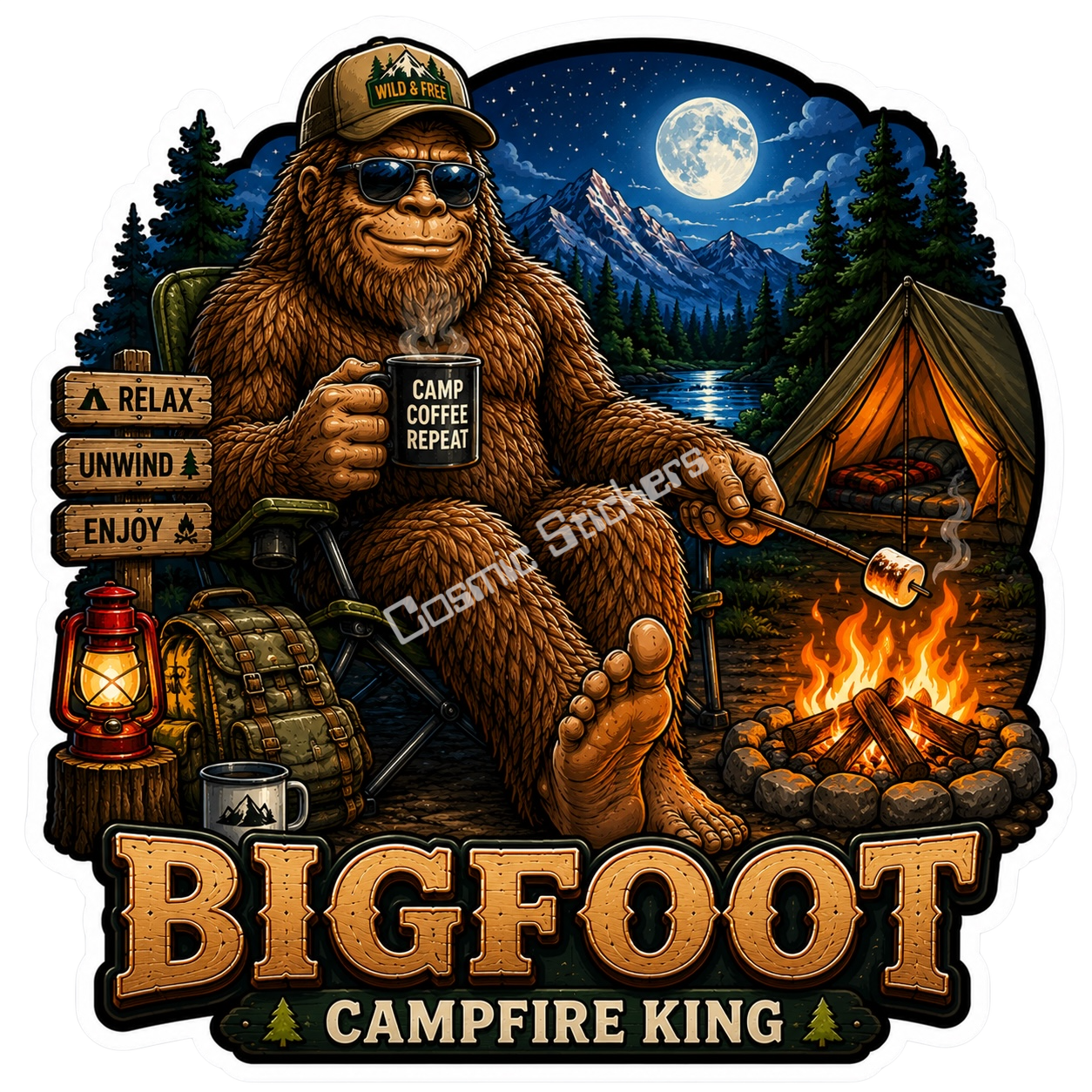 Bigfoot Stickers - Campfire King