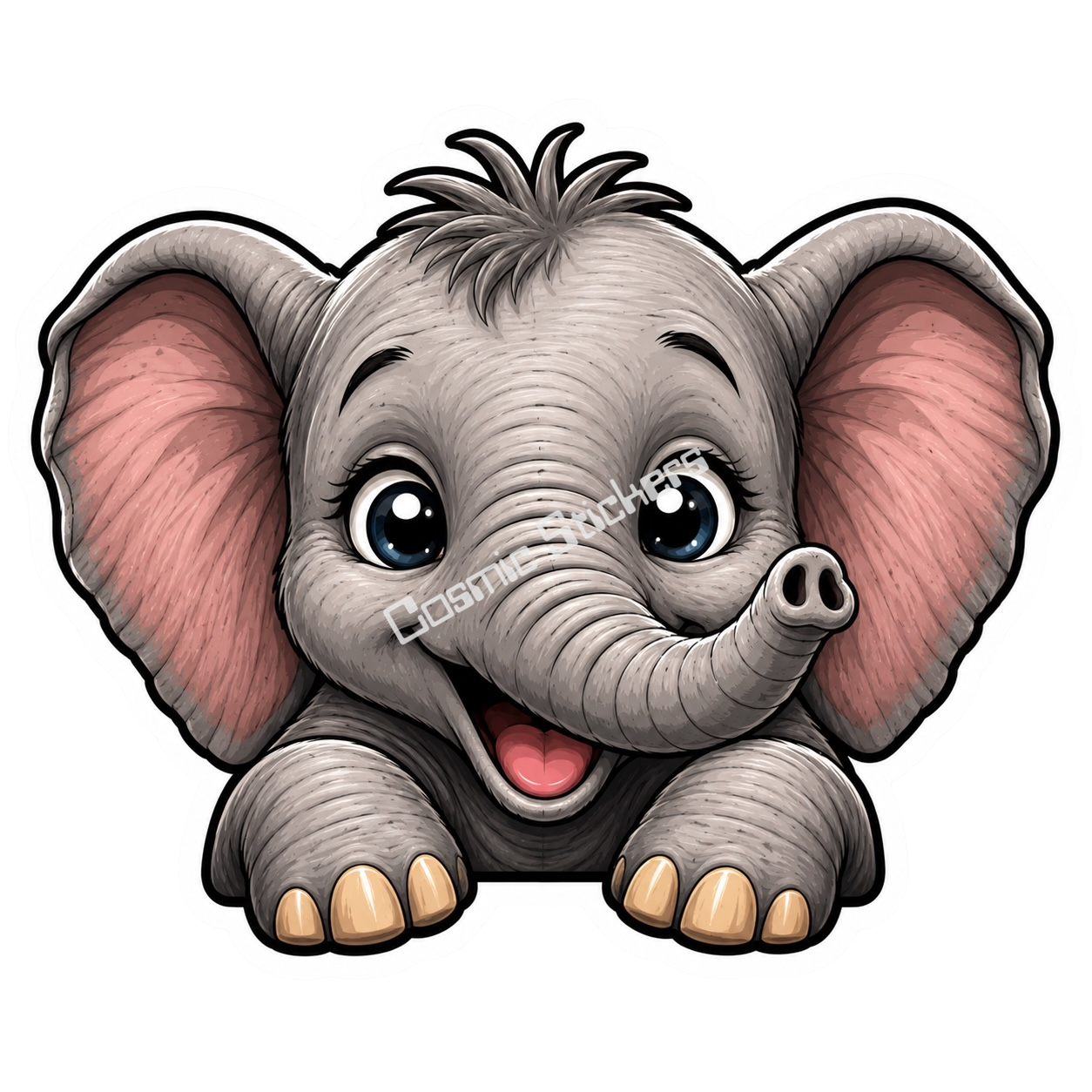 Peekaboo Pals - Elephant premium die-cut vinyl sticker by Cosmic Stickers