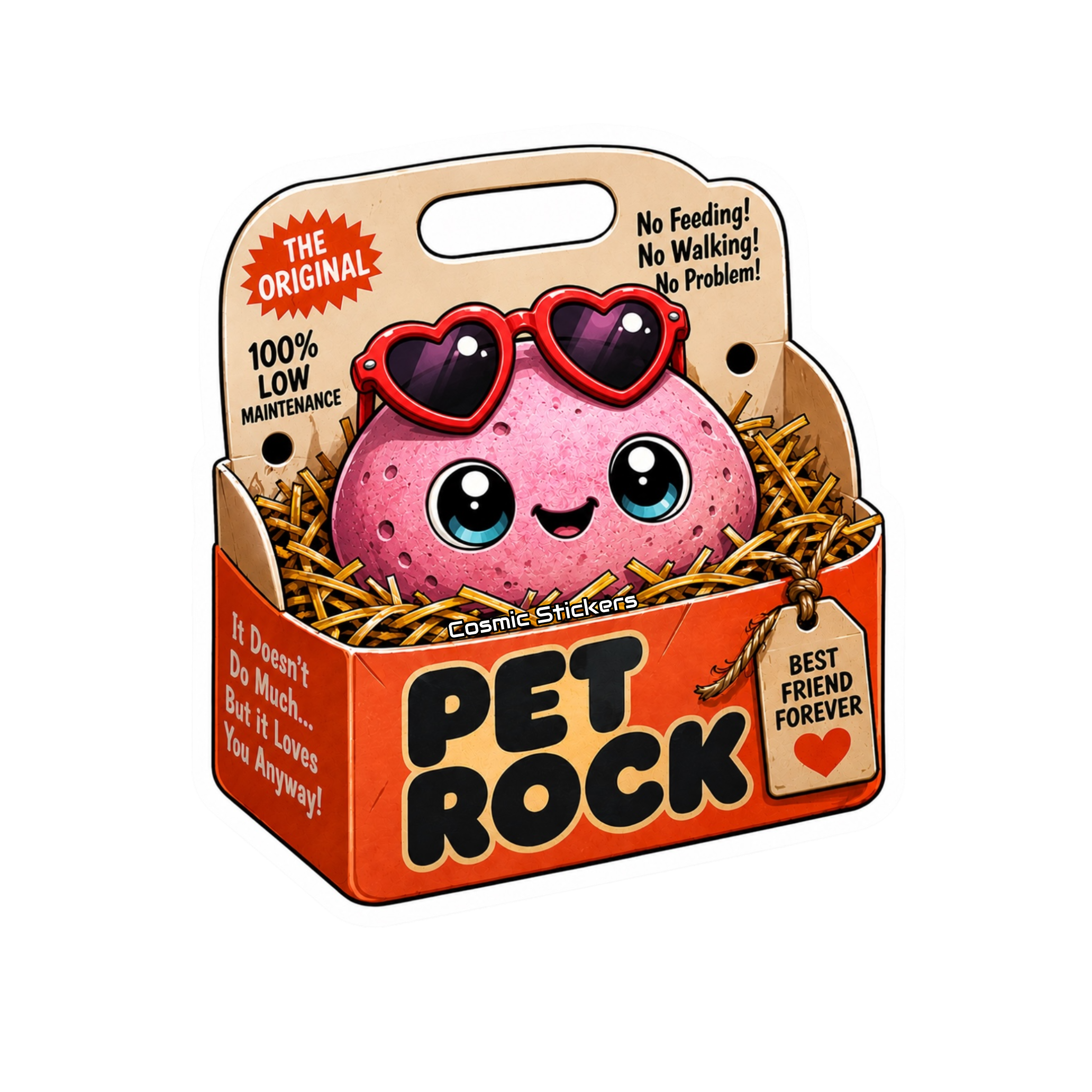 Pet Rock Sticker Collection •Pinky• premium die-cut vinyl sticker by Cosmic Stickers
