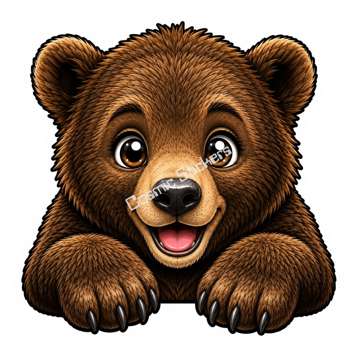Peekaboo Pals - Bear premium die-cut vinyl sticker by Cosmic Stickers