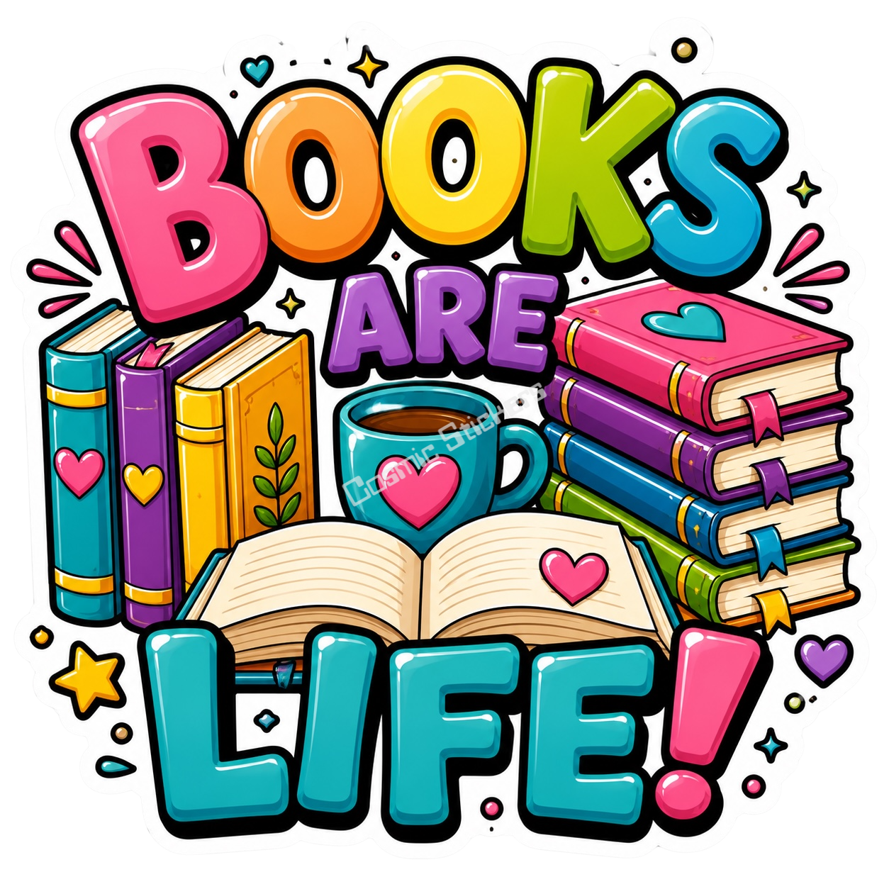 Cosmic Stickers - Books Are Life premium die-cut vinyl sticker by Cosmic Stickers
