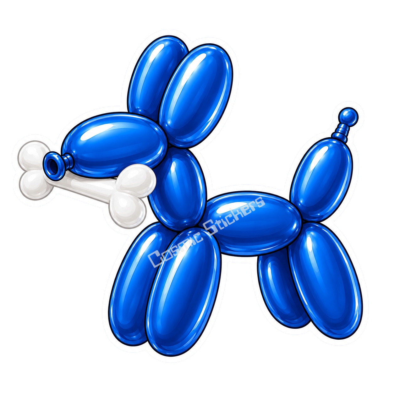 Balloon Animal Stickers - Dark Blue w/ Bone