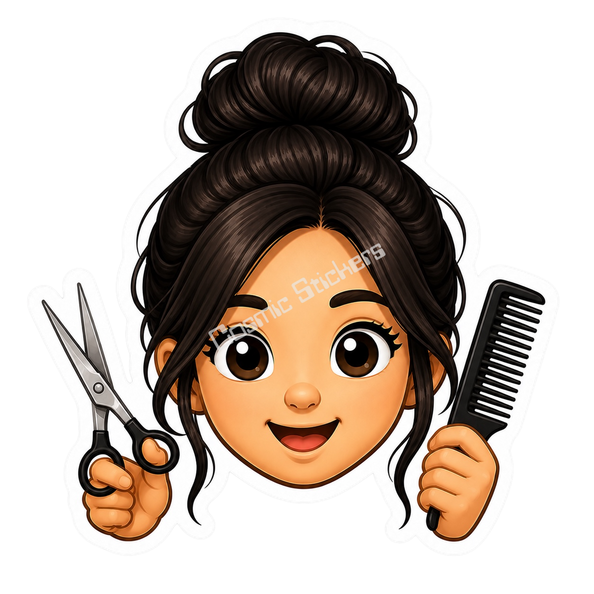 Cosmic Emoji - Dark Hair Stylist Vinyl Sticker