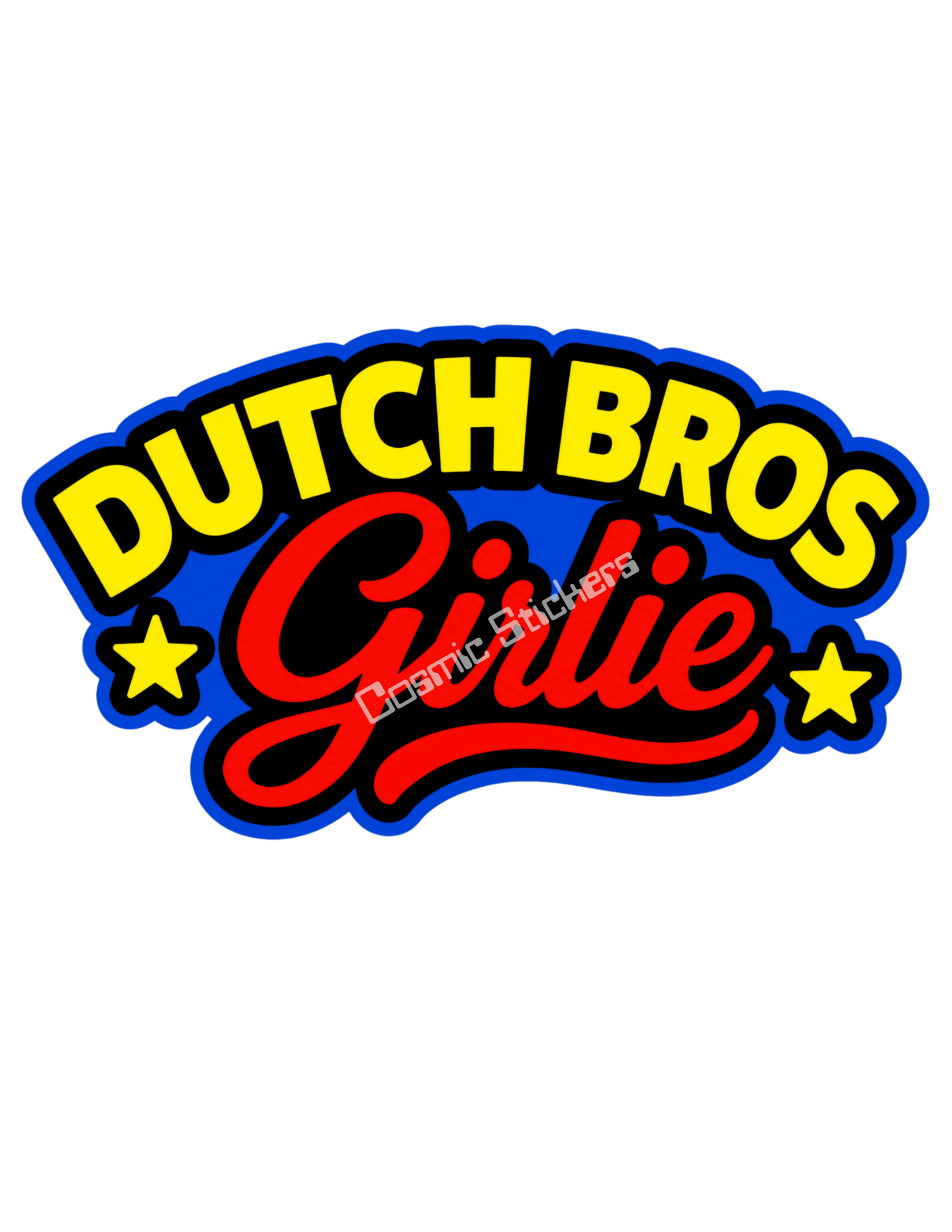 Dutch Bros Girlie - Red - Yellow - Blue - Yellow Stars