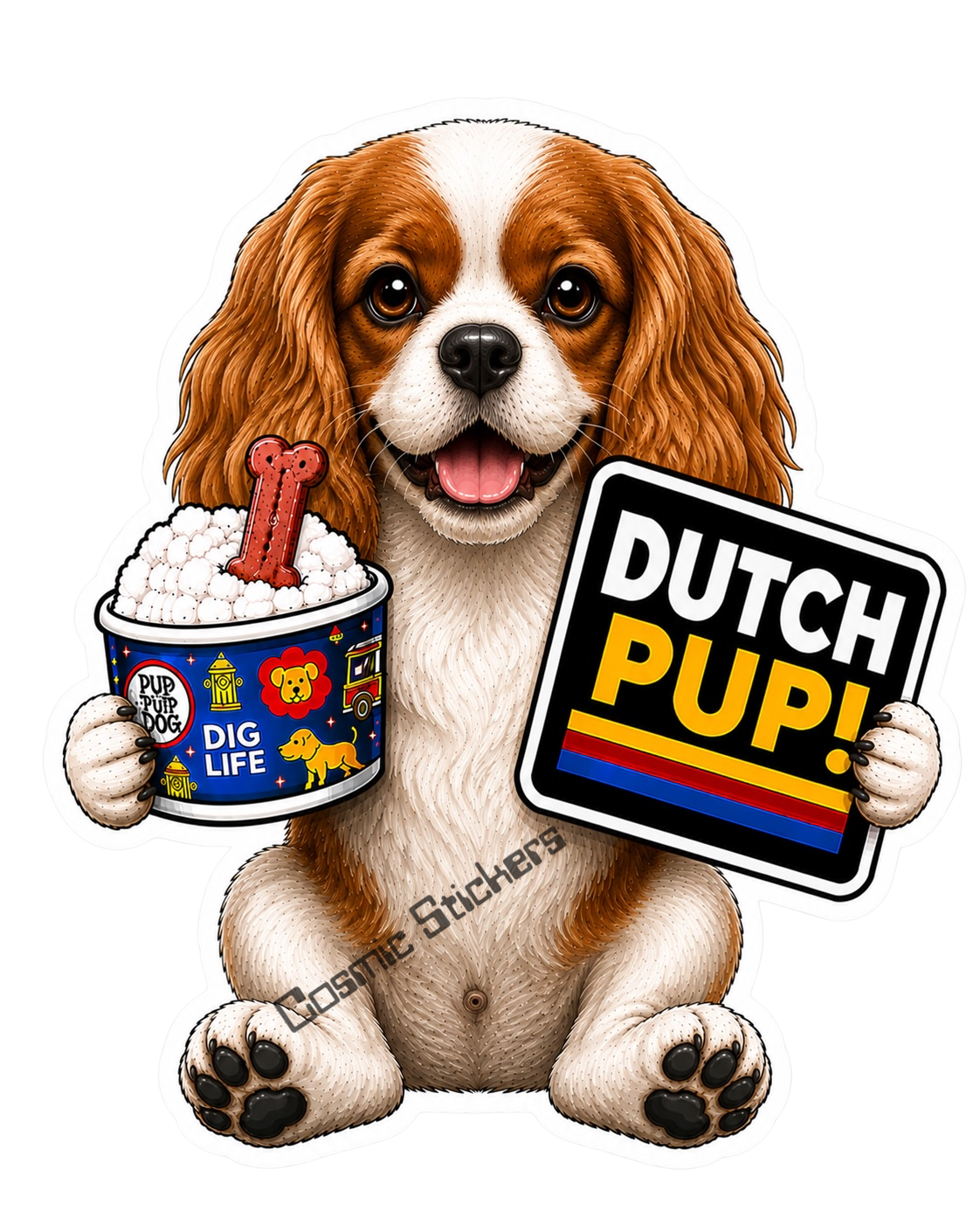 Fan-Made Dutch Pups! - Cavalier King Charles Spaniel Vinyl Sticker