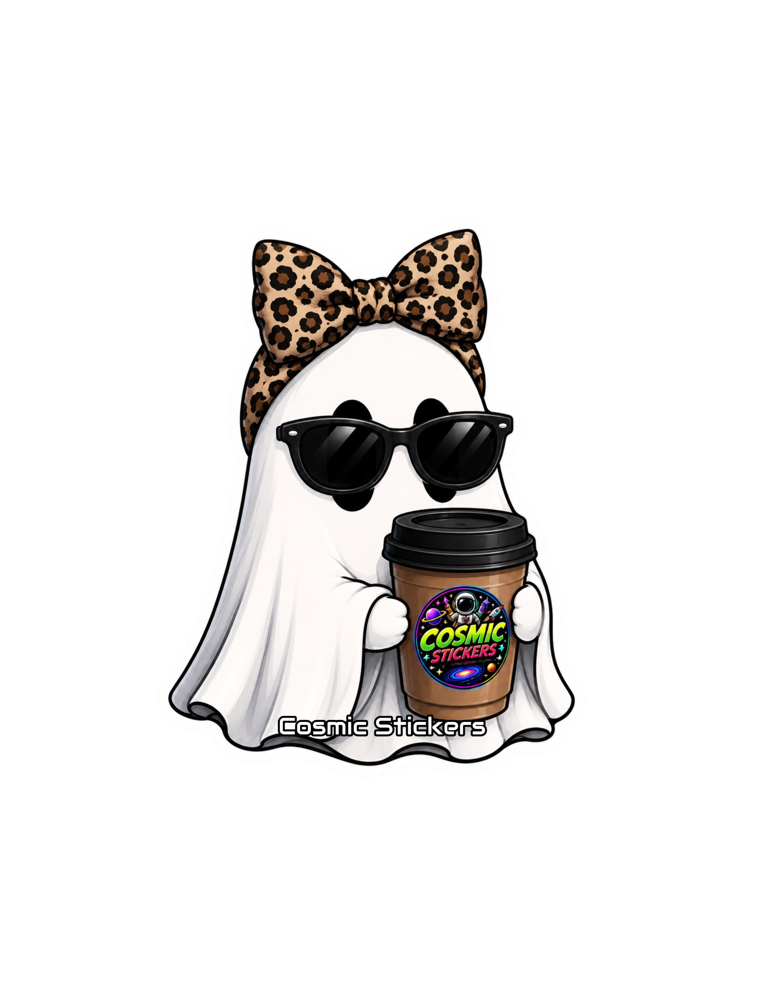 Cosmic Coffee Ghosts •Bowie Boo• premium die-cut vinyl sticker by Cosmic Stickers
