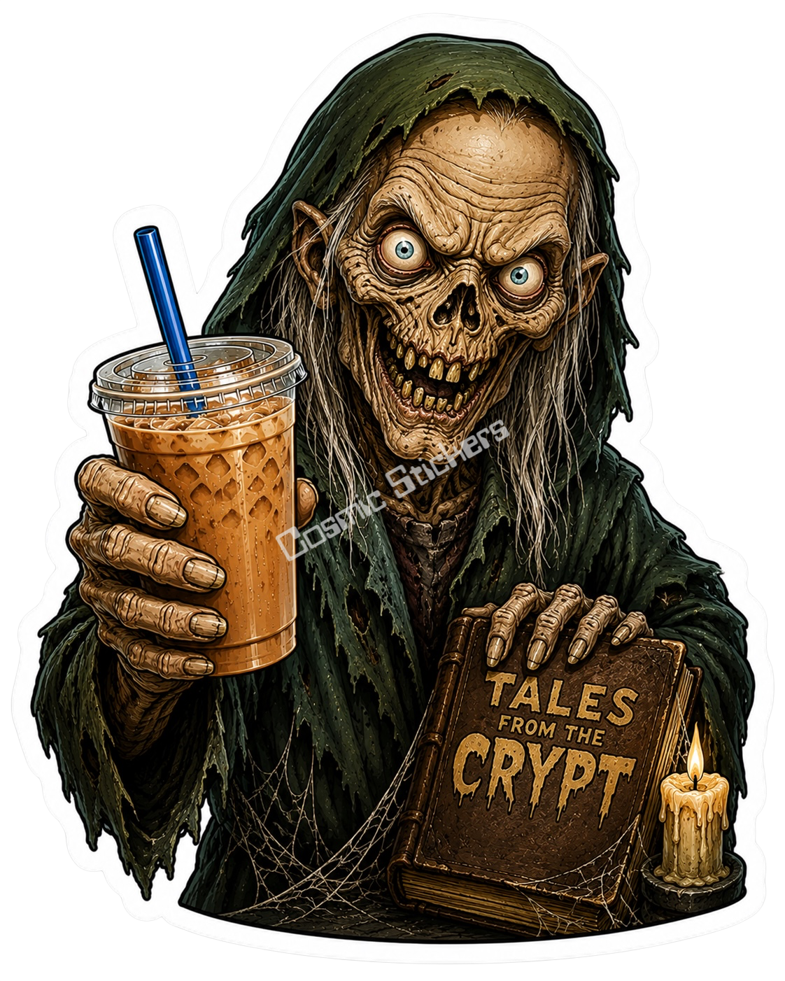 Caffeinated Nightmares - Crypt Keeper premium die-cut vinyl sticker by Cosmic Stickers