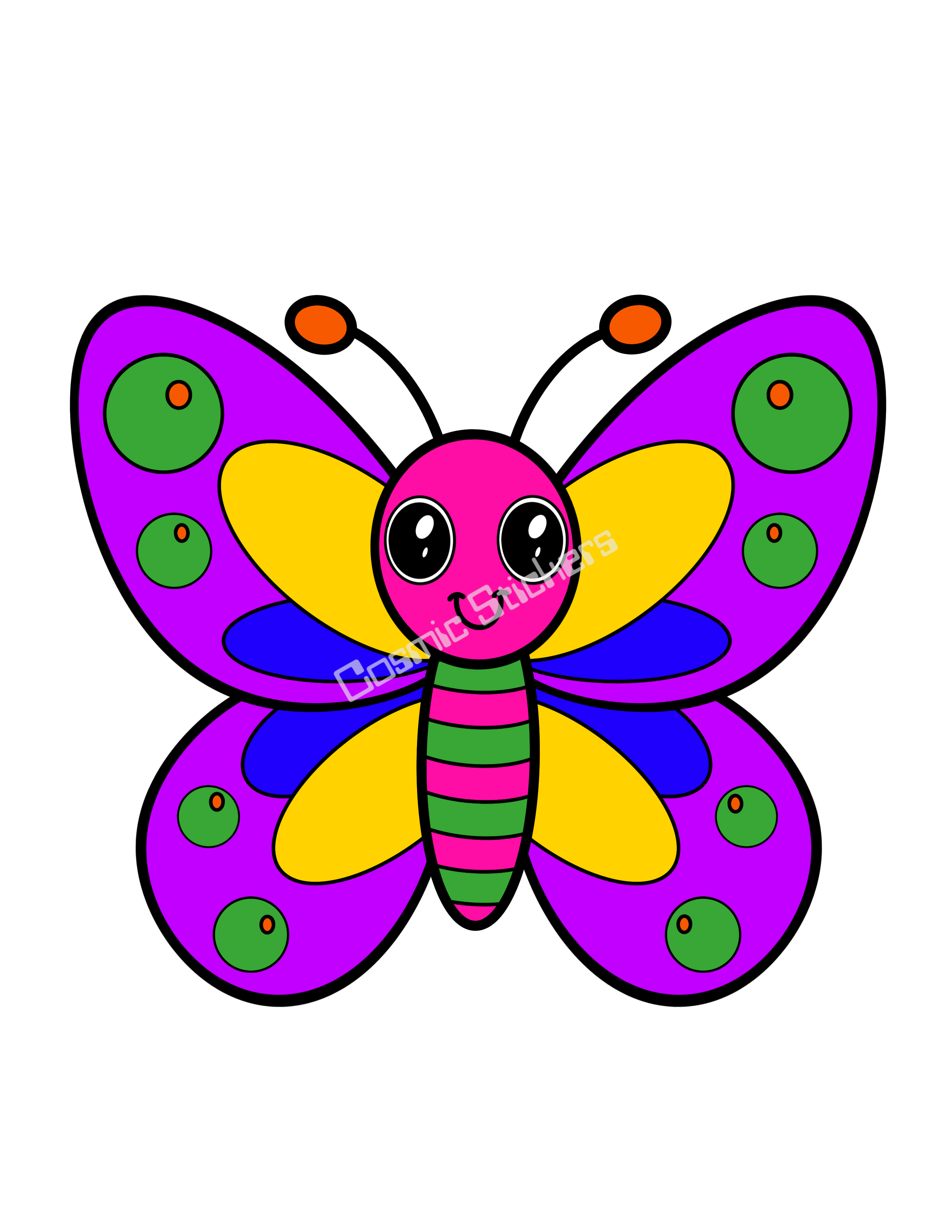 Cosmic Stickers- Butterfly- Yellow/ Purple