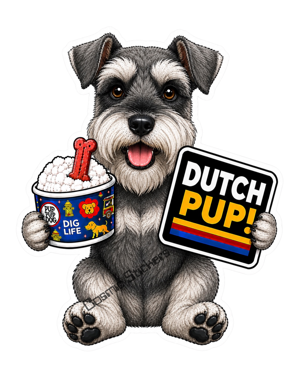 Fan-made Dutch Pups Miniature Schnauzer vinyl sticker by Cosmic Stickers