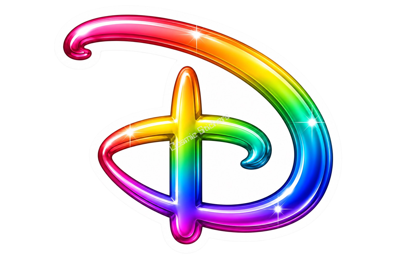“D” Land Theme Park - Rainbow Glossy premium die-cut vinyl sticker by Cosmic Stickers