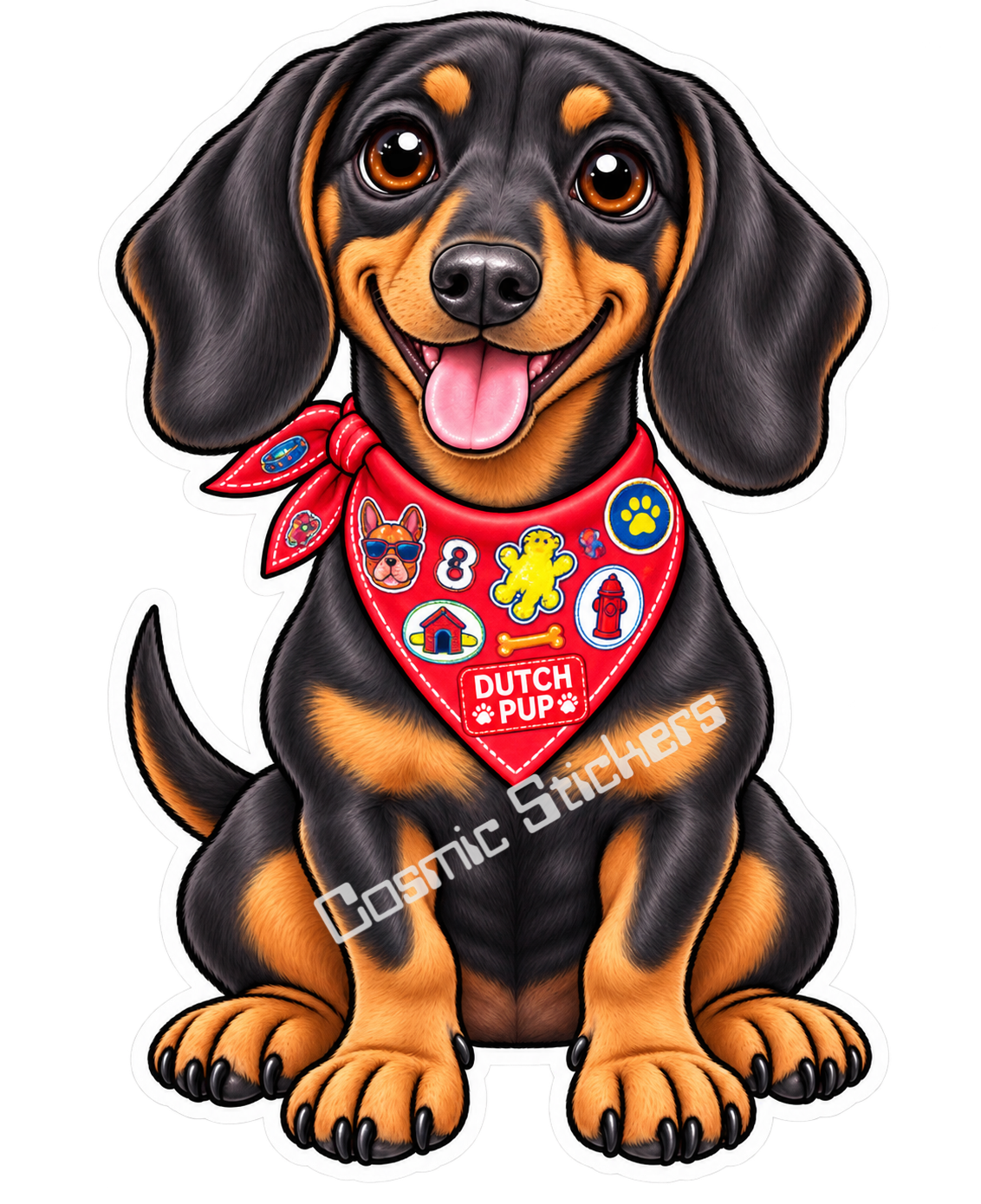 Fan-Made Dutch Pups! - Dachshund Red Bandana Vinyl Sticker