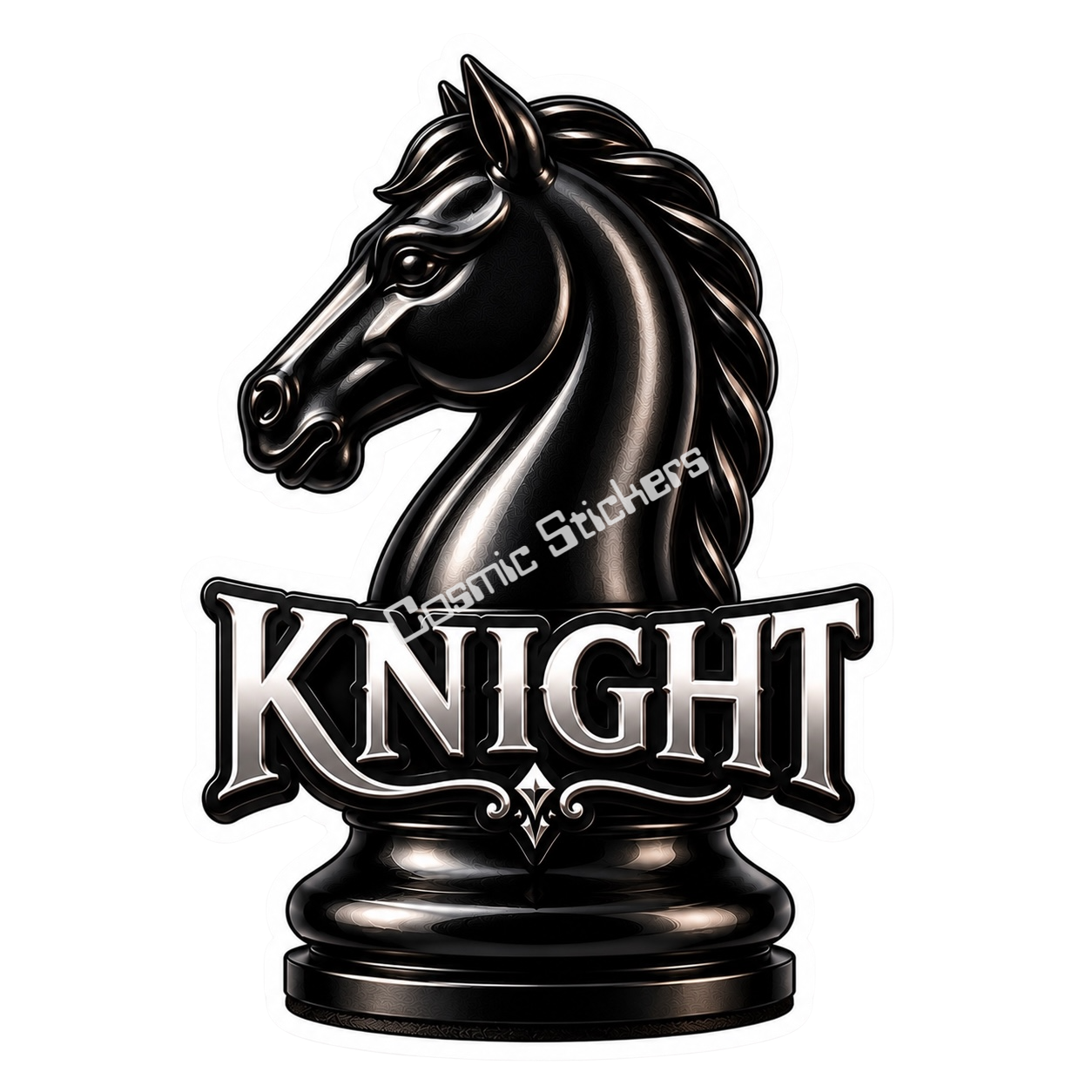 Classic Chess - Black Knight premium die-cut vinyl sticker by Cosmic Stickers