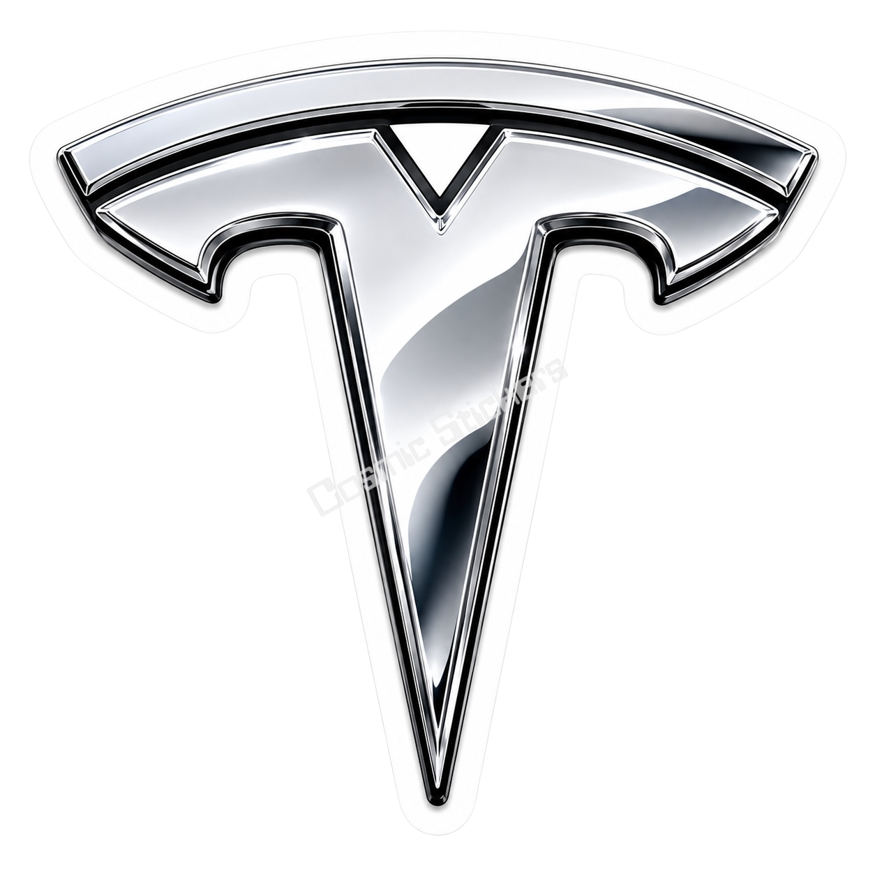 Tesla Logo Sticker - Chrome