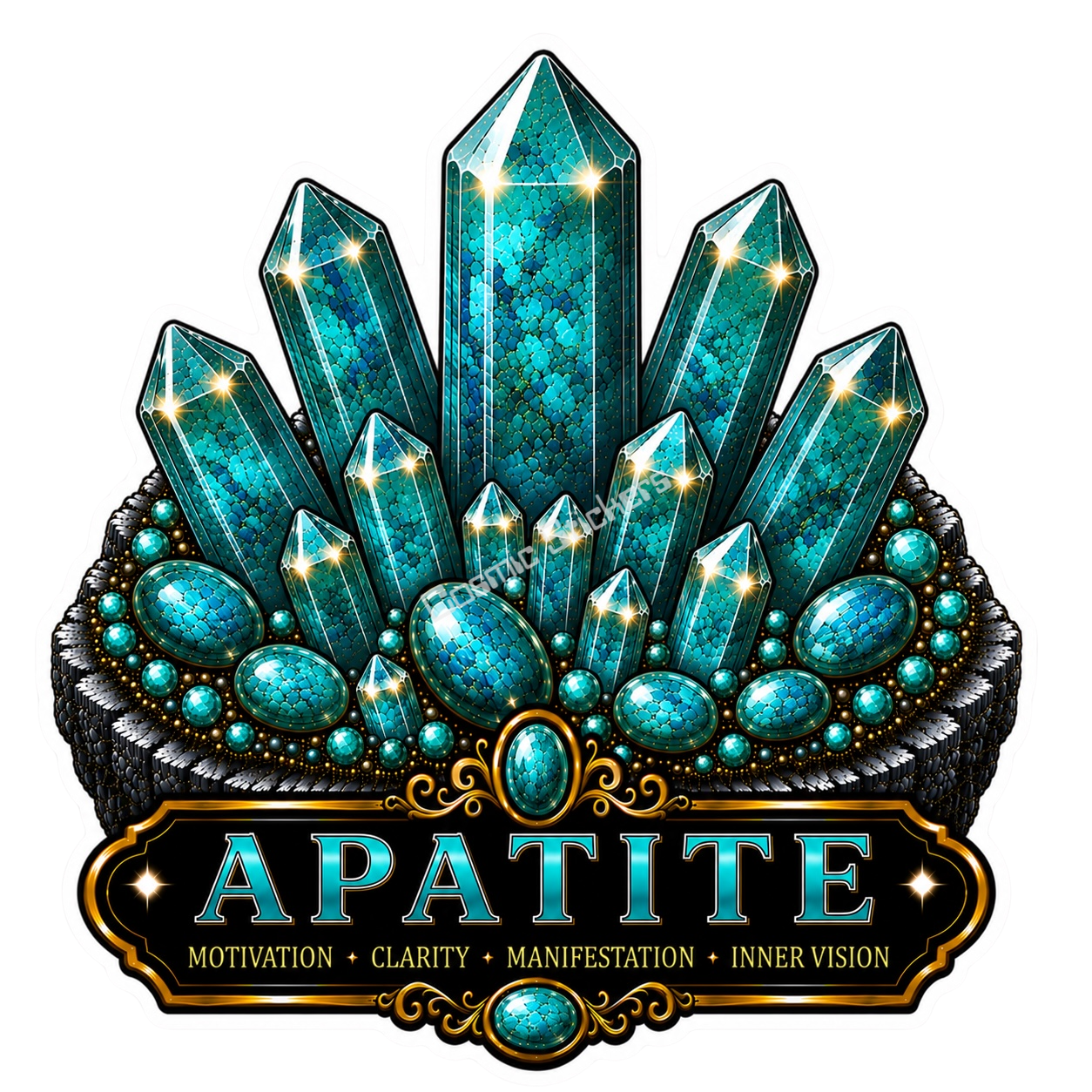 Crystal Meanings Collection - Apatite premium die-cut vinyl sticker by Cosmic Stickers