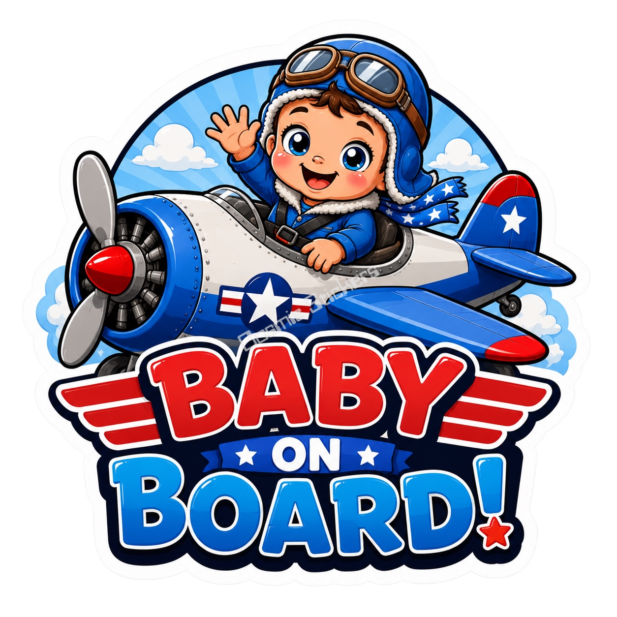 Baby On Board - Blue Airplane Theme