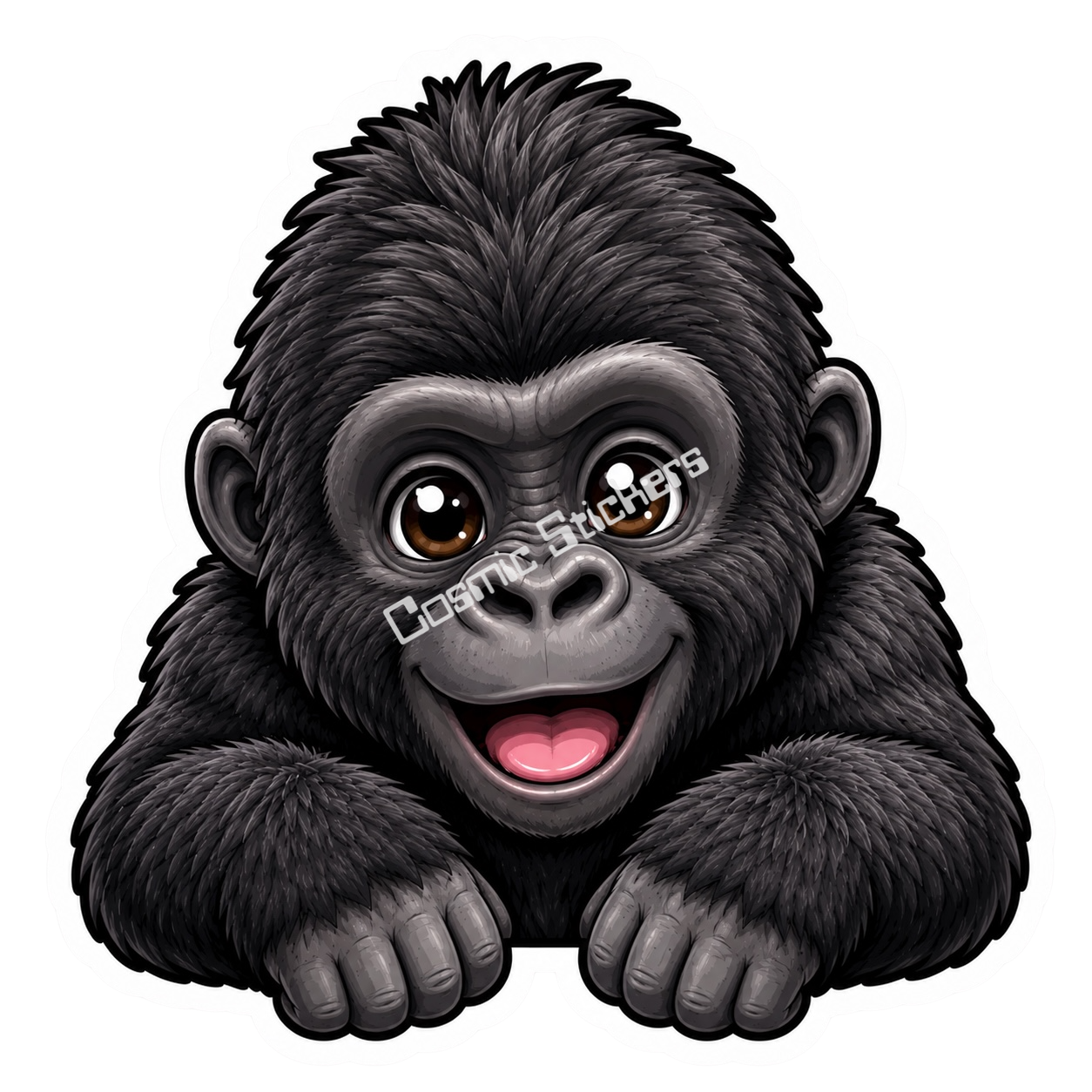 Peekaboo Pals - Gorilla premium die-cut vinyl sticker by Cosmic Stickers
