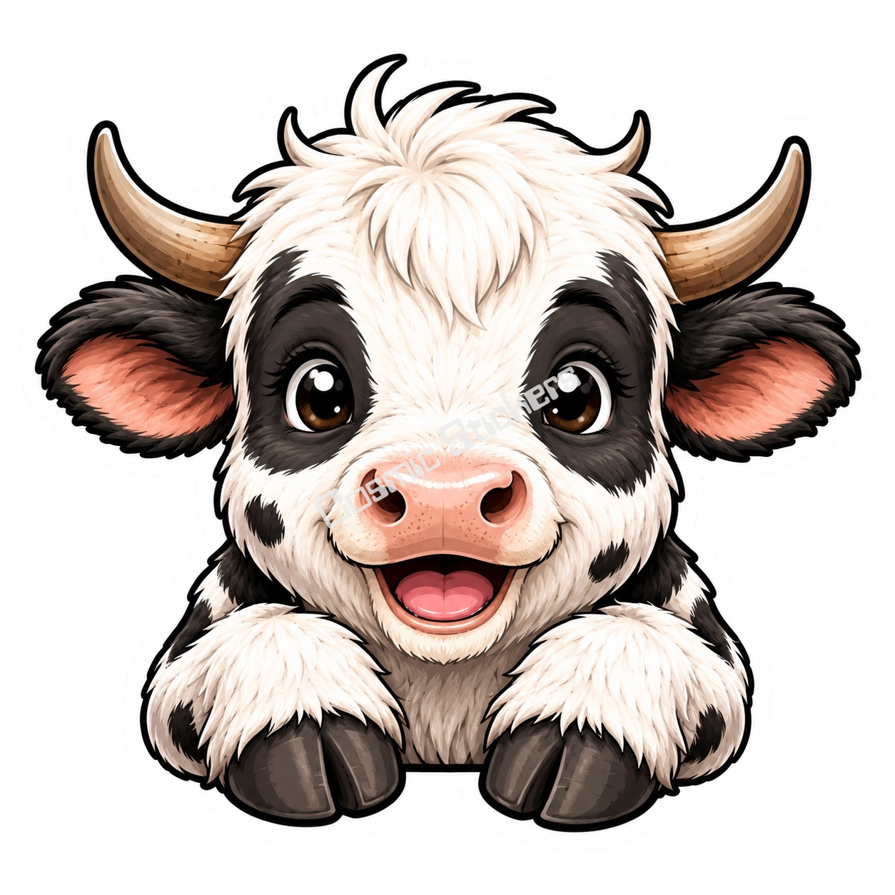 Peekaboo Pals - Cow premium die-cut vinyl sticker by Cosmic Stickers