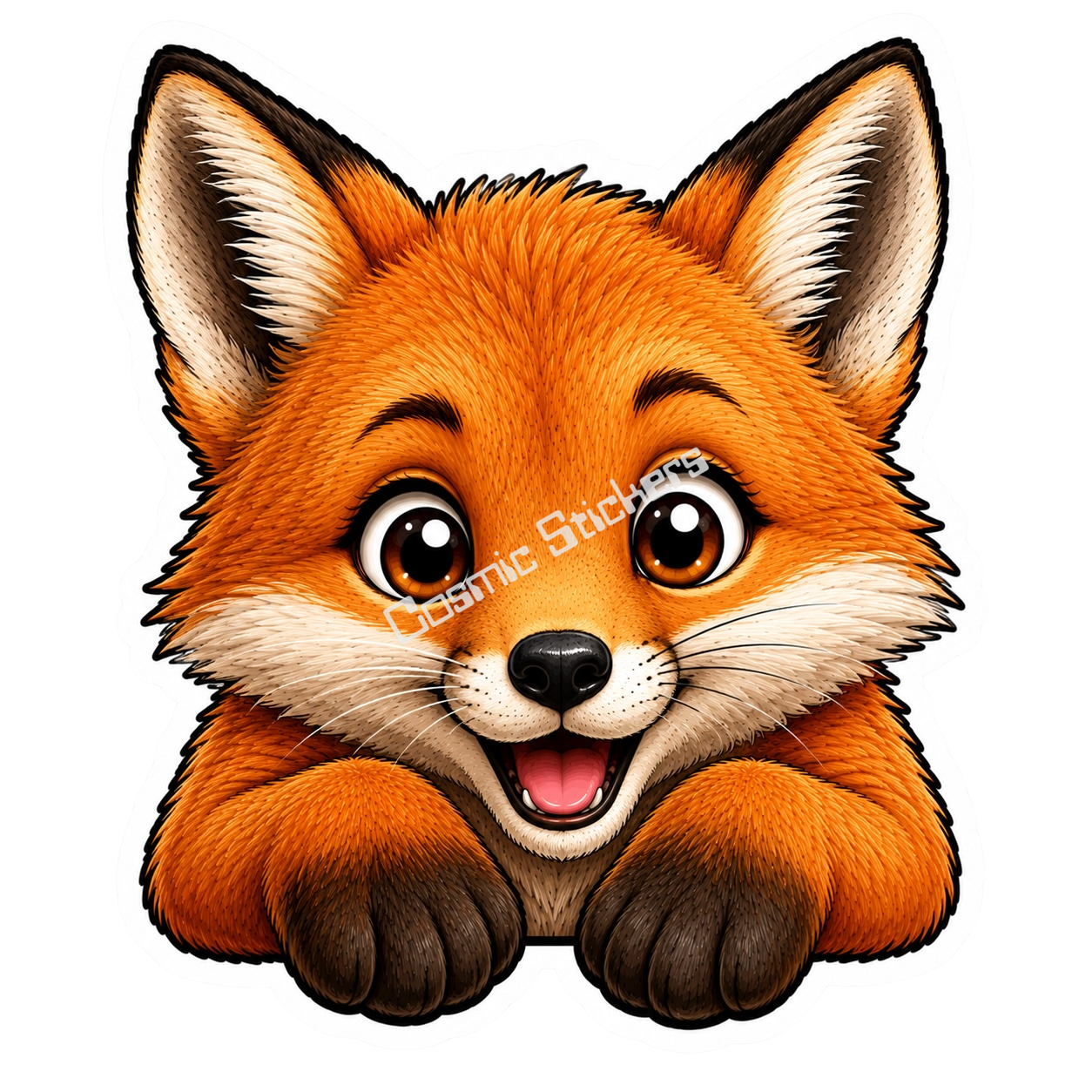 Peekaboo Pals - Fox premium die-cut vinyl sticker by Cosmic Stickers