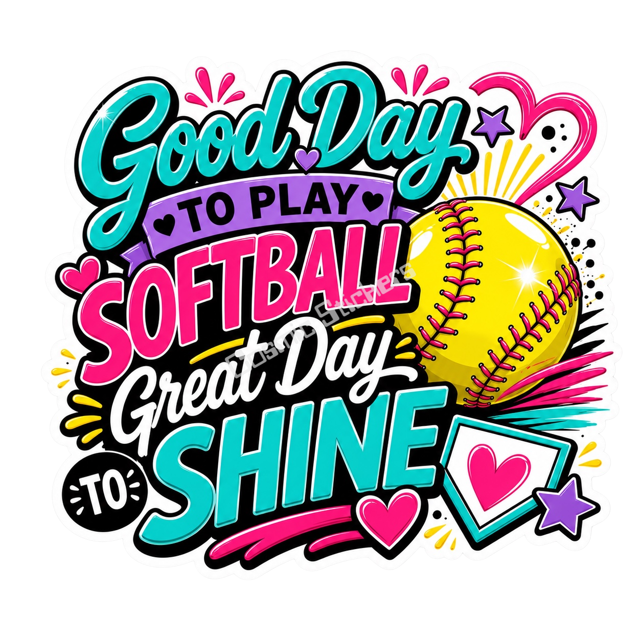 Girls Softball - Good Day To Play Softball premium die-cut vinyl sticker by Cosmic Stickers