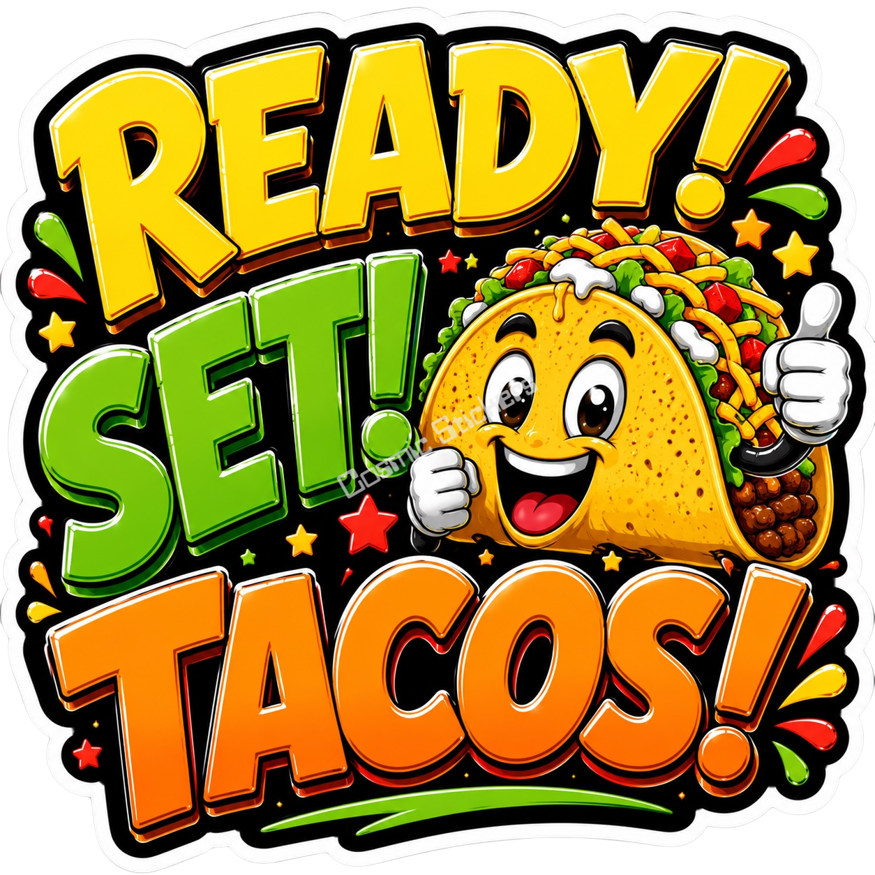 Cosmic Stickers - Ready! Set! Tacos! premium die-cut vinyl sticker by Cosmic Stickers