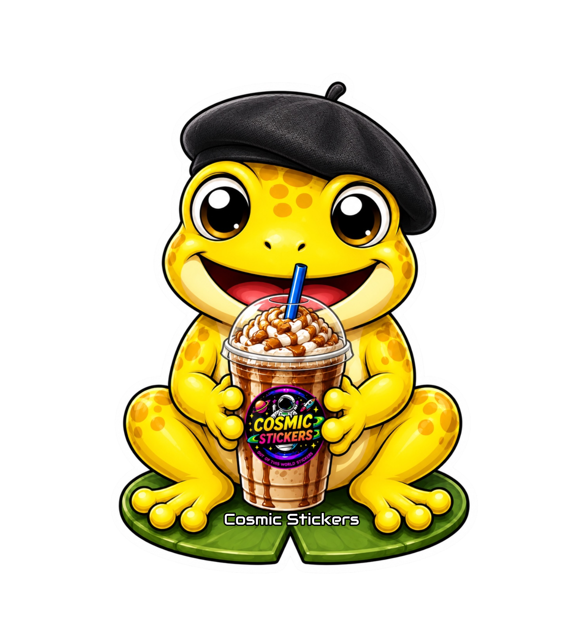 Cosmic Stickers • Cosmic Coffee Frogs • Croak Picasso premium die-cut vinyl sticker by Cosmic Stickers