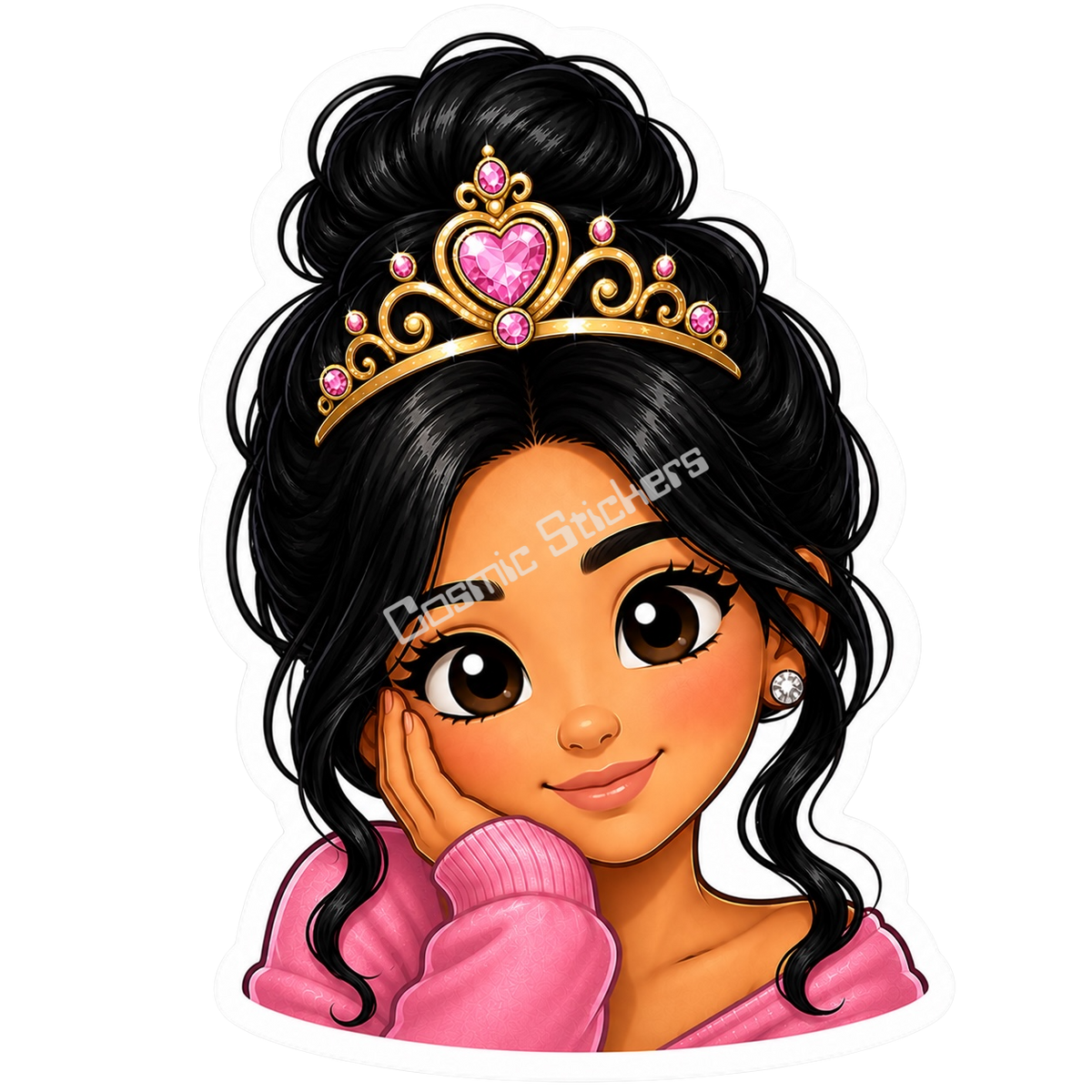 Cosmic Emoji - Black Haired Princess Vinyl Sticker