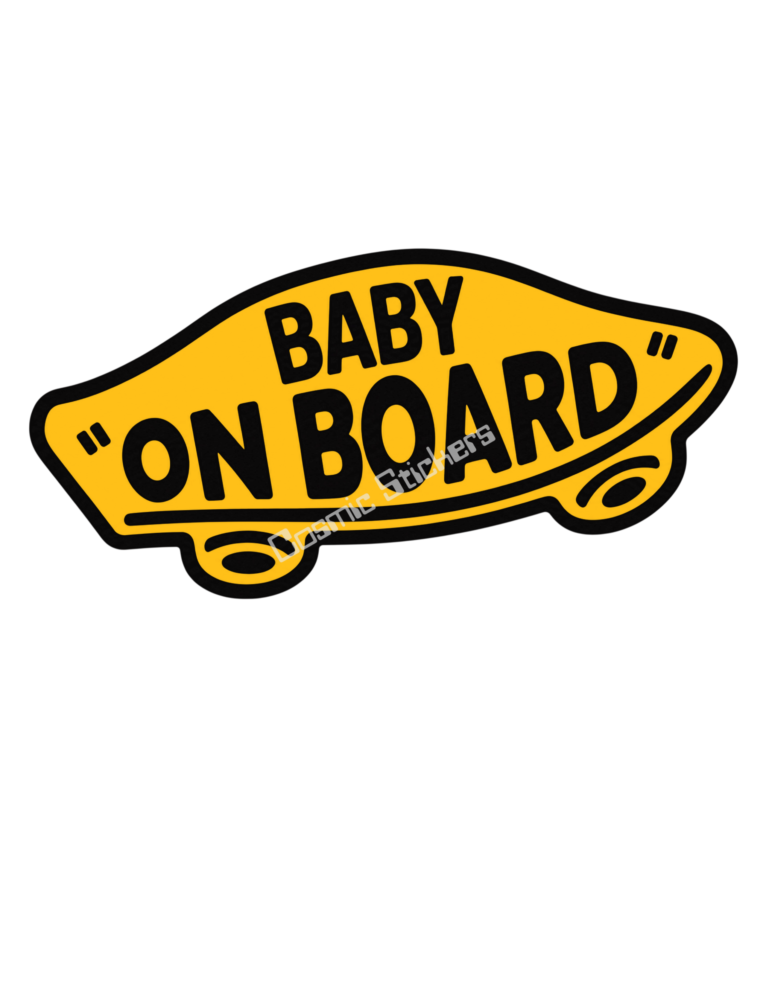 Baby On Board - Yellow & Black Skateboard