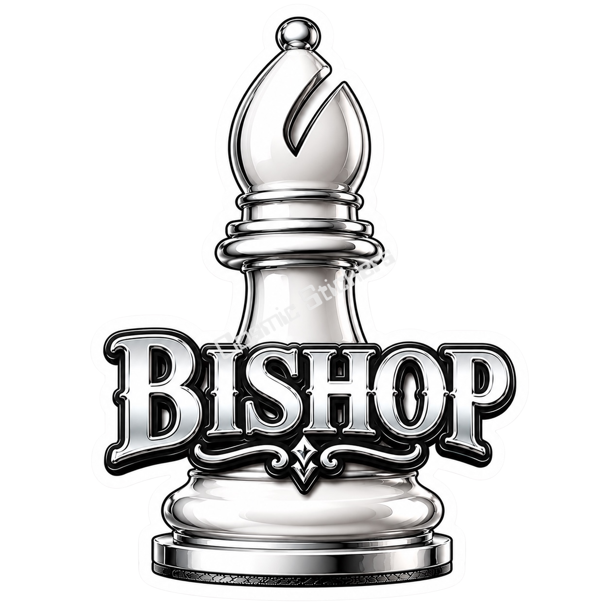 Classic Chess - White Bishop premium die-cut vinyl sticker by Cosmic Stickers