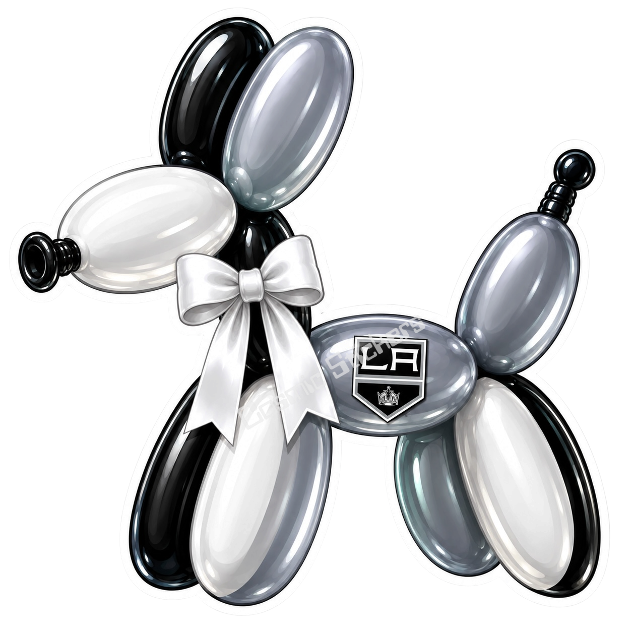 Balloon Animal Stickers - Black & Gray w/ LA K Logo & Bow